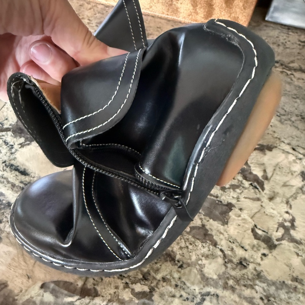 Black Ankle Boots with White Topstitching - Picture 6 of 10